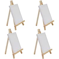 Caballete Portatil con Mini Lienzos - Pack de 4 Caballete 30cm- Lienzos 20x15cm - Mini Tripode Pintura Madera con Lienzo…